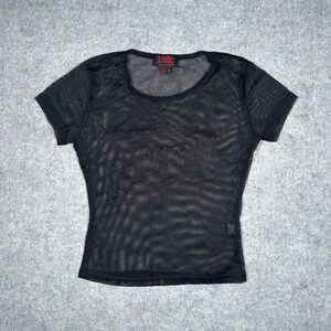 Tripp NYC Mesh Top Women Size Medium Black Goth Punk Emo Cyber Y2K Sheer